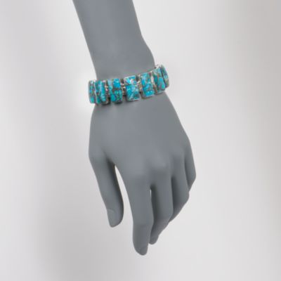 Turquoise Toggle Bracelet in Sterling Silver. 7.5" &mdash; Alt Image 2