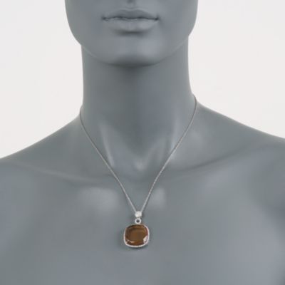 15.00 Carat Citrine and .77 ct. t.w. Diamond Necklace in 14kt White Gold. 18" &mdash; Alt Image 2