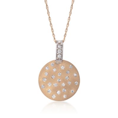 .68 ct. t.w. Diamond-Dotted Disc Necklace in 14kt Two-Tone Gold &mdash; Alt Image 1