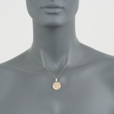 .68 ct. t.w. Diamond-Dotted Disc Necklace in 14kt Two-Tone Gold &mdash; Alt Image 2