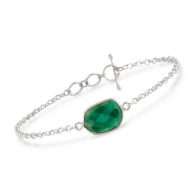 5.60 Carat Emerald Bracelet in Sterling Silver. 7.5" &mdash; Alt Image 1
