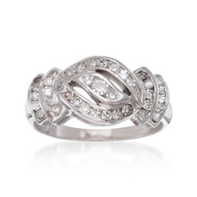 C. 1980 Vintage .30 ct. t.w. Diamond Swirl Ring in 14kt White Gold. Size 6 &mdash; Alt Image 1