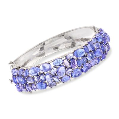 30.00 ct. t.w. Cabochon Tanzanite Bangle Bracelet in Sterling Silver &mdash; Alt Image 1
