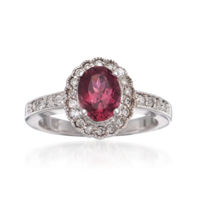 C. 2000 Vintage 1.35 Carat Pink Tourmaline Ring With Diamonds in 14kt White Gold. Size 6.5 &mdash; Alt Image 1