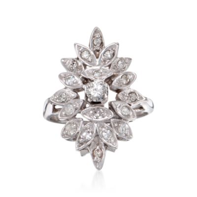 C. 1980 Vintage  .50 ct. t.w. Diamond Cluster Ring in 14kt White Gold. Size 4.5 &mdash; Alt Image 1