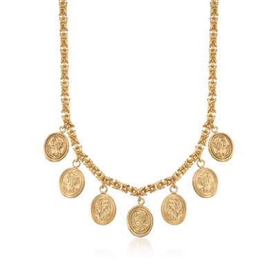 Italian Cameo Charm Necklace in 24kt Over Sterling &mdash; Alt Image 1