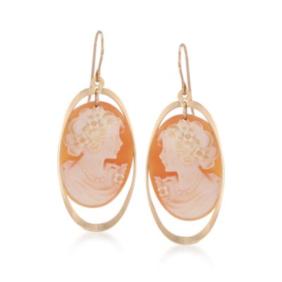 Cameo Drop Earrings in 14kt Yellow Gold &mdash; Alt Image 1