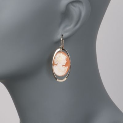 Cameo Drop Earrings in 14kt Yellow Gold &mdash; Alt Image 2