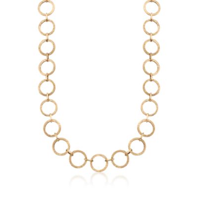14kt Yellow Gold Textured Circle-Link Necklace &mdash; Alt Image 1