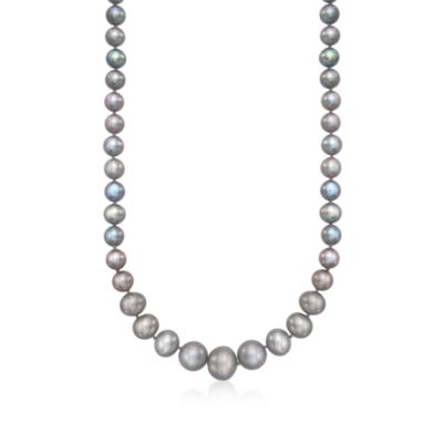 Gray Pearl Necklace in 14kt Yellow Gold &mdash; Alt Image 1
