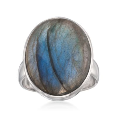 Oval Labradorite Ring in Sterling Silver &mdash; Alt Image 1