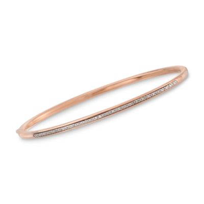 Slim .10 ct. t.w. Diamond Stainless Steel Bangle Bracelet in Rose Plate. 8" &mdash; Alt Image 1