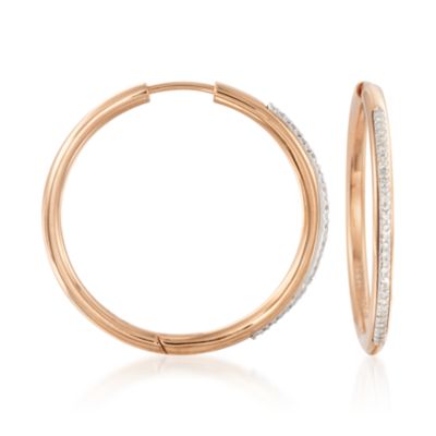 .10 ct. t.w. Diamond Hoop Earrings in Sterling and Rose Stainless Steel &mdash; Alt Image 1