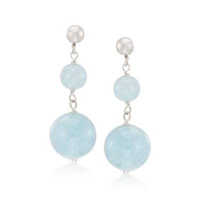 Aquamarine Drop Earrings in Sterling Silver &mdash; Alt Image 1