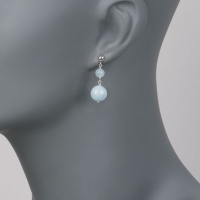 Aquamarine Drop Earrings in Sterling Silver &mdash; Alt Image 2