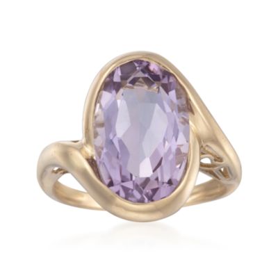 6.25 Carat Rose De France Amethyst Ring in 14kt Yellow Gold &mdash; Alt Image 1