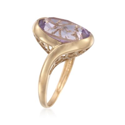 6.25 Carat Rose De France Amethyst Ring in 14kt Yellow Gold &mdash; Alt Image 3