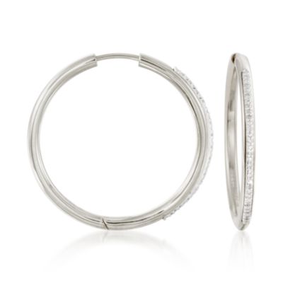 .10 ct. t.w. Diamond Hoop Earrings in Sterling and Stainless &mdash; Alt Image 1