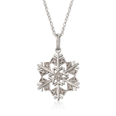 Diamond Snowflake Necklace in 14kt White Gold &mdash; Alt Image 1