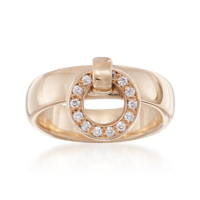 C.2000 Vintage Tiffany Jewelry Diamond Circle Charm Ring in 18kt Yellow Gold. Size 4.75 &mdash; Alt Image 1