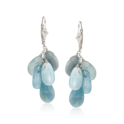 Aquamarine Drop Earrings in Sterling Silver &mdash; Alt Image 1
