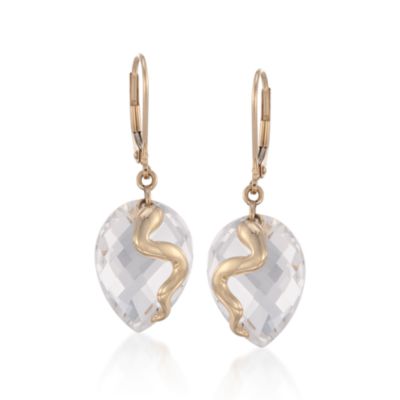 Rock Crystal Snake Earrings in 14kt Yellow Gold &mdash; Alt Image 1