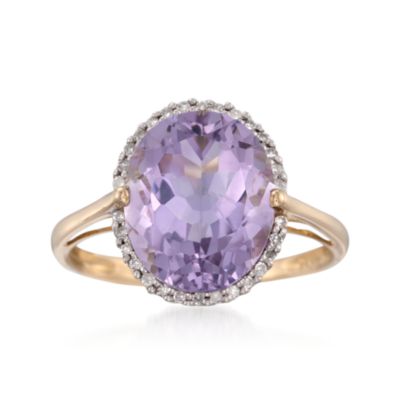 4.30 Carat Amethyst and .10 ct. t.w. Diamond Ring in 14kt Yellow Gold &mdash; Alt Image 1
