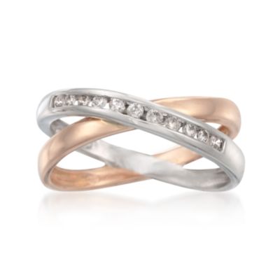 .20 ct. t.w. Diamond "X" Ring in 14kt Two-Tone Gold &mdash; Alt Image 1