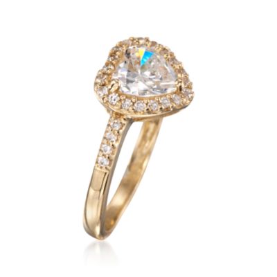 Classic CZ Heart Ring in 14kt Yellow Gold &mdash; Alt Image 3