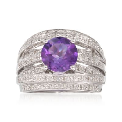 1.90 Carat Amethyst and .20 ct. t.w. Diamond Multi-Row Ring in Sterling Silver &mdash; Alt Image 1