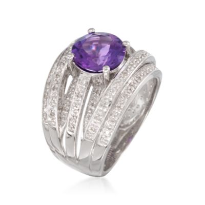 1.90 Carat Amethyst and .20 ct. t.w. Diamond Multi-Row Ring in Sterling Silver &mdash; Alt Image 3