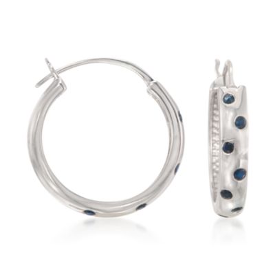 .85 ct. t.w. Sapphire Hoop Earrings in Sterling Silver &mdash; Alt Image 1