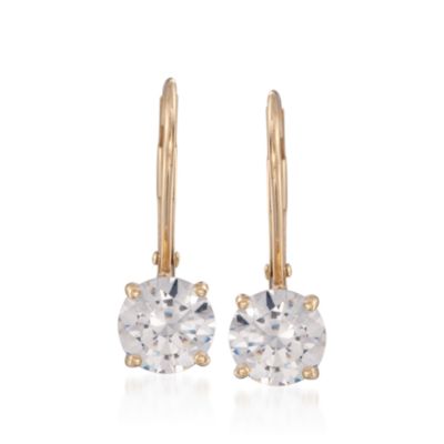 2.00 ct. t.w. CZ Drop Earrings in 14kt Yellow Gold &mdash; Alt Image 1