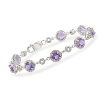 5.00 ct. t.w. Purple Amethyst and .25 ct. t.w. Diamond Bracelet in Sterling Silver. 7" &mdash; Alt Image 1