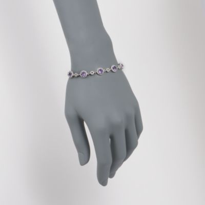 5.00 ct. t.w. Purple Amethyst and .25 ct. t.w. Diamond Bracelet in Sterling Silver. 7" &mdash; Alt Image 2