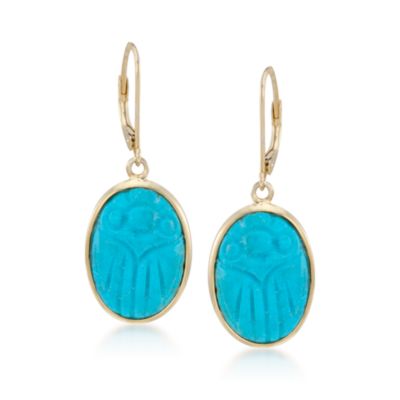 Turquoise Scarab Earrings in 14kt Over Sterling &mdash; Alt Image 1