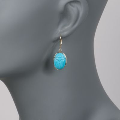Turquoise Scarab Earrings in 14kt Over Sterling &mdash; Alt Image 2