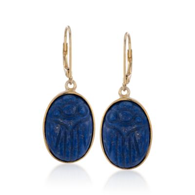 Lapis Scarab Earrings in 14kt Over Sterling &mdash; Alt Image 1
