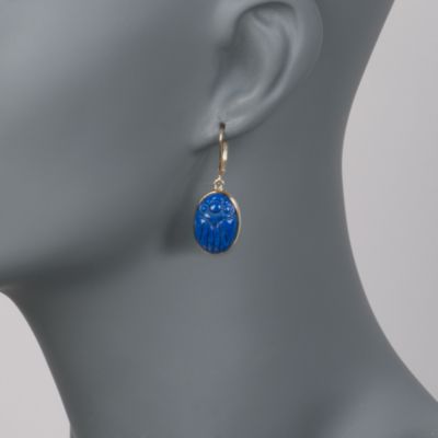 Lapis Scarab Earrings in 14kt Over Sterling &mdash; Alt Image 2