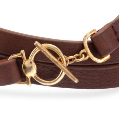 18.40 ct. t.w. Emerald Brown Leather Bracelet in 18kt Over Sterling. Adjustable Size &mdash; Alt Image 3