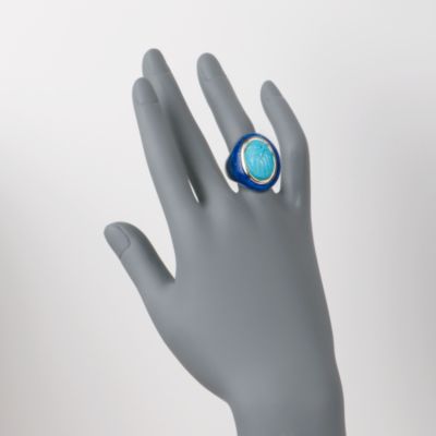 Turquoise and Lapis Scarab Ring in 14kt Over Sterling &mdash; Alt Image 2
