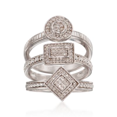Set of Three .25 ct. t.w. Diamond Rings in Sterling Silver &mdash; Alt Image 1