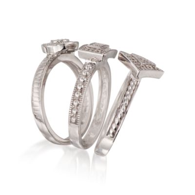 Set of Three .25 ct. t.w. Diamond Rings in Sterling Silver &mdash; Alt Image 3