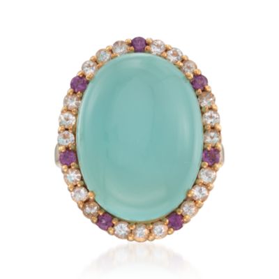 Blue Calcite and 1.25 ct. t.w. Multi-Gemstone Statement Ring in 18kt Over Sterling &mdash; Alt Image 1