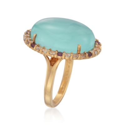 Blue Calcite and 1.25 ct. t.w. Multi-Gemstone Statement Ring in 18kt Over Sterling &mdash; Alt Image 3