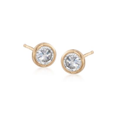 Three-Pair Set of CZ Stud Earrings in Tri-Colored Sterling Silver &mdash; Alt Image 3