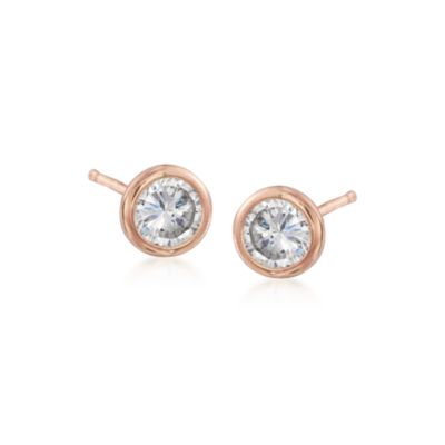 Three-Pair Set of CZ Stud Earrings in Tri-Colored Sterling Silver &mdash; Alt Image 4
