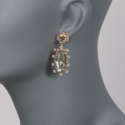 16.85 ct. t.w. Green Quartz and .10 ct. t.w. White Topaz Earrings in 18kt Over Sterling &mdash; Alt Image 2
