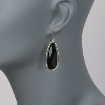 Black Onyx Dangle Earrings in 14kt Yellow Gold &mdash; Alt Image 2