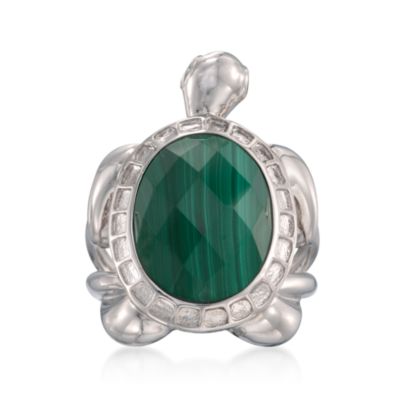 Malachite Turtle Ring in Sterling Silver &mdash; Alt Image 1